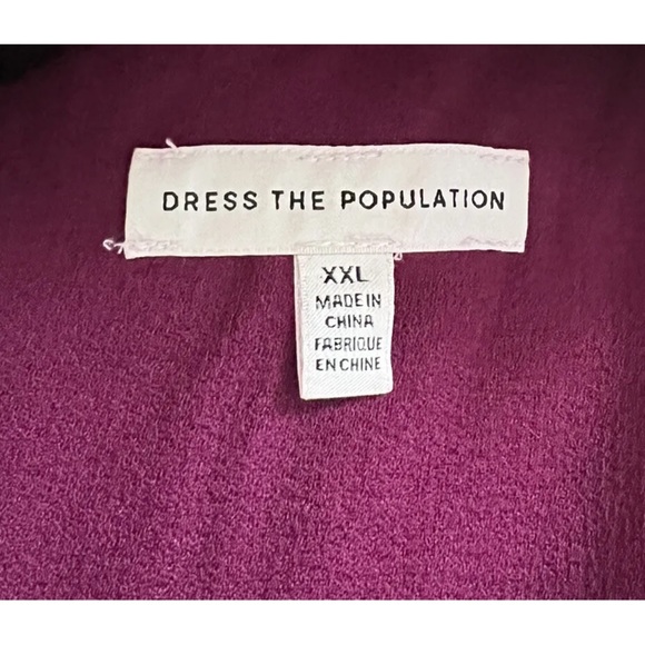 New Dress the Population Iris Slit Crepe Trumpet Gown Dark Magenta Sz XXL - Picture 6 of 10